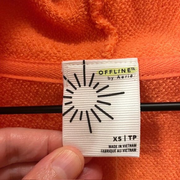 NWT Aerie Offline Oversized Full Zip Cropped Jacket Hoodie Orange Salmon XS - Picture 12 of 16